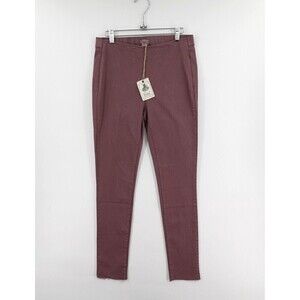Easel Los Angeles Pants Womens Large Pink Pull-On Skinny Jeggings Raw-Hem